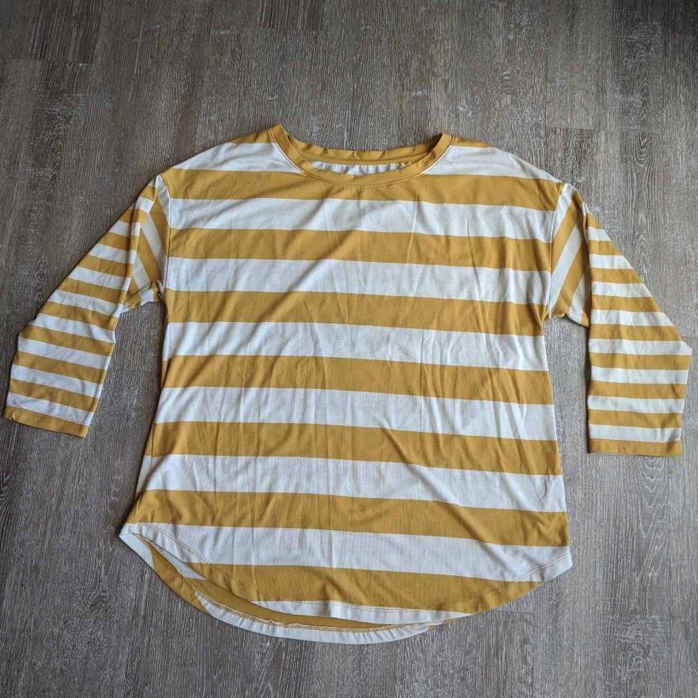 Maurices Gold and Cream Striped 24/7 Tee
